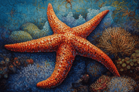 躺在珊瑚礁上的海星背景图片