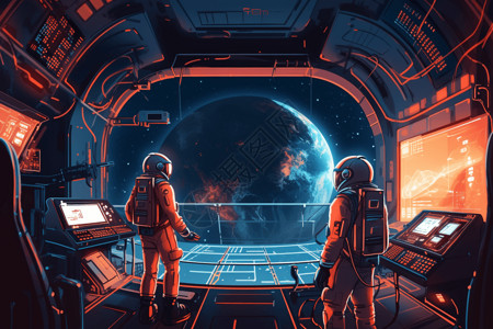宇航员太空探索的插图图片