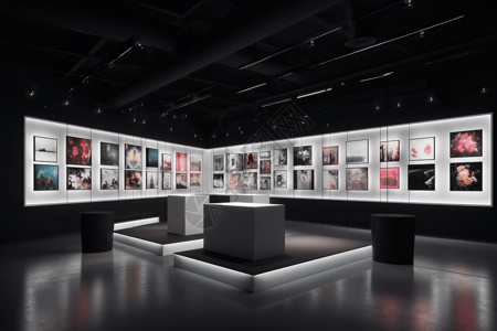 现代艺术展览馆内部3D概念图设计图片