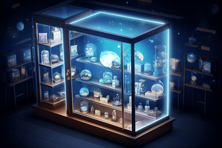 物品柜未来科技派展览柜3D概念图设计图片