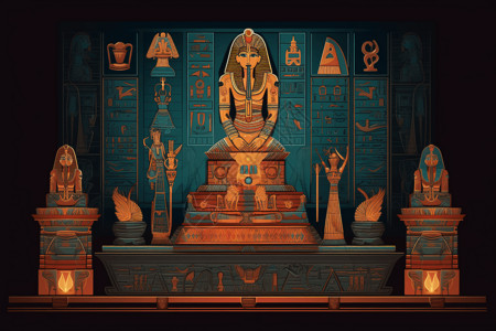 历史雕塑古埃及文物插图插画