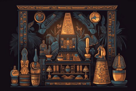 古埃及文物创意插图图片