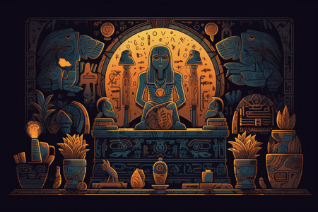 古埃及文物艺术插图背景图片