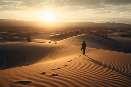 无垠的沙漠背景图片
