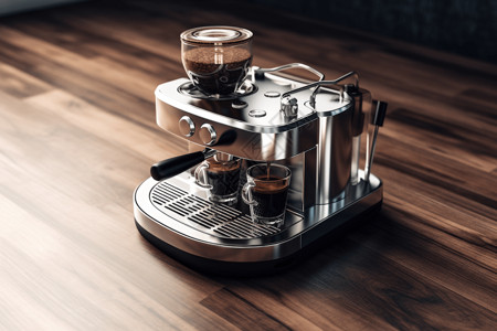 意式浓缩咖啡智能咖啡机正在制作咖啡设计图片