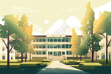 大学建筑的插图图片