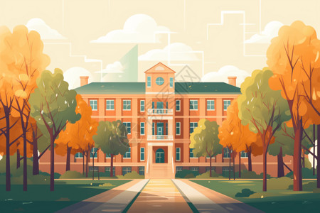 大学建筑的平面插图背景图片