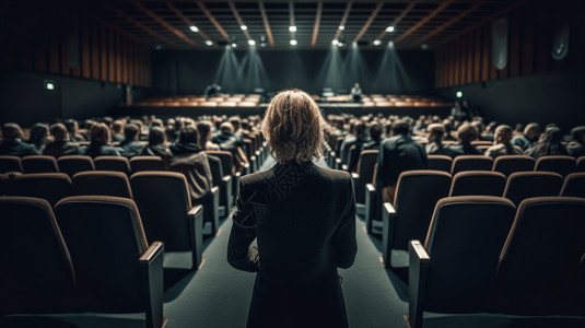 女主管在进行演讲背景图片