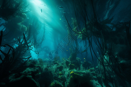 森林礁石海底的生物背景
