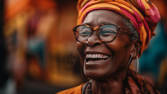 一个大笑的老年女人的头像图片