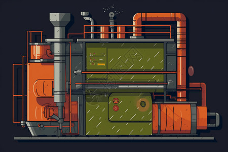 锅炉的风格化插图图片