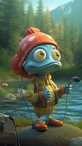 穿衣服的蓝脸青蛙背景图片