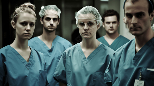 穿着手术服的医生团队背景图片