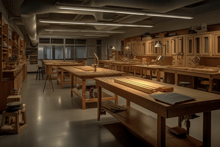 木工工作台大学木工车间3D概念图设计图片