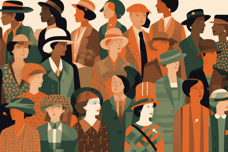 历史展览鼓舞人心的女性展览平面插图插画