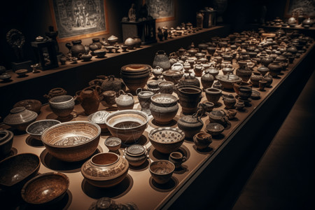 不同场景古代陶器的历史展览场景背景