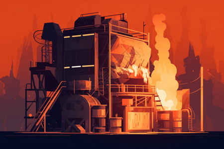 生物质炉的风格化插图背景图片
