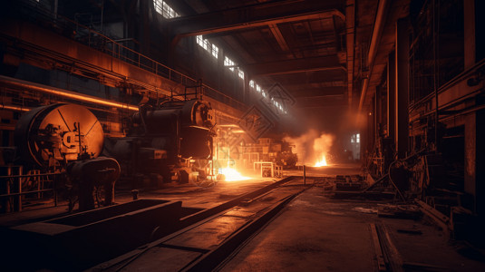 重工业背景金属加工厂的内部图设计图片