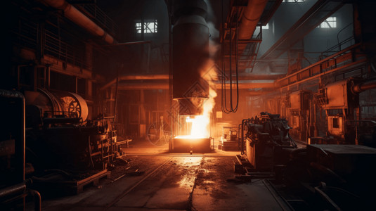金属加工液金属加工厂炼炉作业现场设计图片
