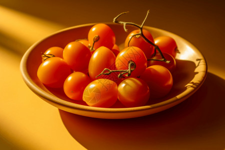 西红柿在明亮盘子上图片