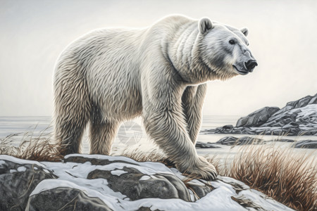 行走的北极熊图片