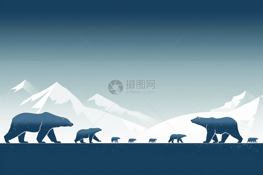 北极熊在雪地里图片