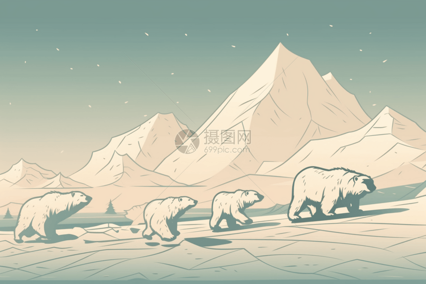 北极熊家族图片