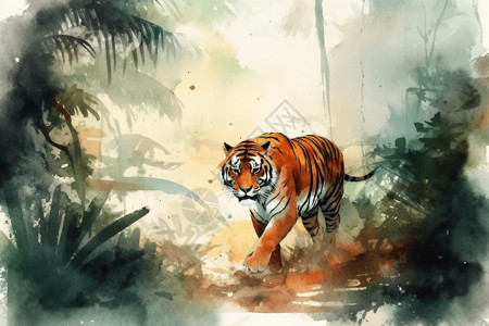 雨林里的老虎图片
