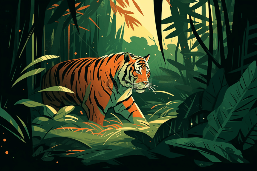 森林里的老虎图片