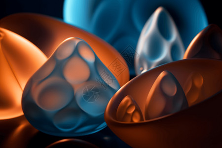 塑料碗蓝橙相间的物体设计图片