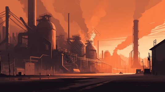 高炉炼铁金属炼钢厂创意插图插画