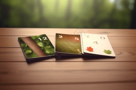 蒂朱卡森林自然背景的抽认卡3D概念图设计图片