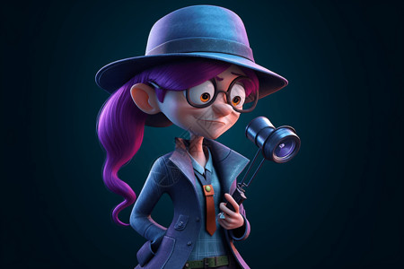 紫头发时髦的侦探设计图片