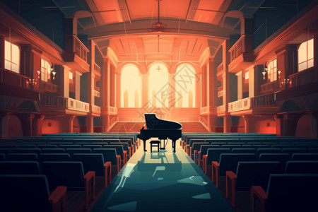 演讲会场音乐厅的平面插图插画