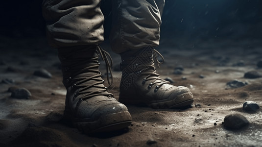 绑鞋带靴子在月球表面设计图片
