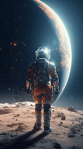 宇航员在太空盘旋背景图片