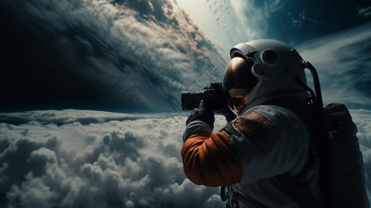 站在天空中的人站在太空中的宇航员设计图片