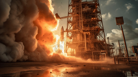 火箭发射的火焰图片