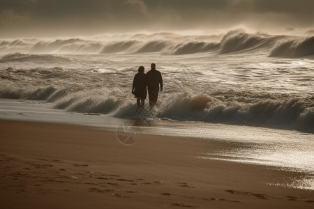 海滩上的情侣背景图片