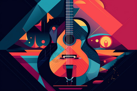 吉他抽象素材抽象的吉他插画