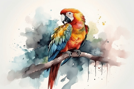 彩色水彩鹦鹉背景图片