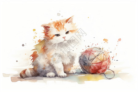 可爱的小猫橙色模具喷画免费高清图片
