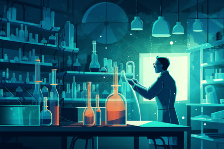 化学人员实验室的研究人员插画