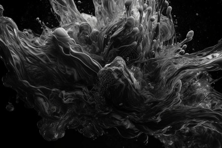 艺术形式黑白流体流动在海洋深处插画