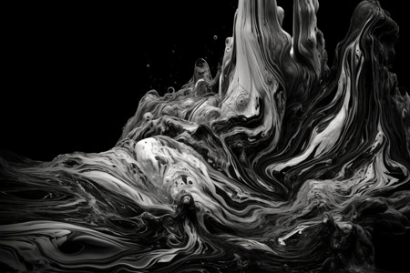 流动的黑白流体图片