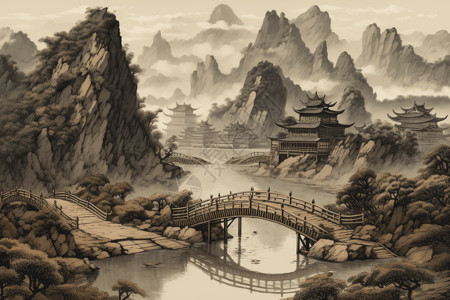 中国古典桥梁背景图片
