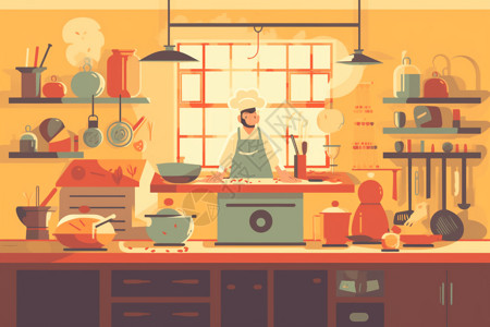 彩色用具彩色的厨房插画