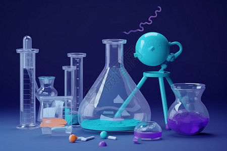 化學物質实验室设备的科学背景插画
