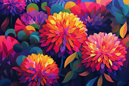 色彩鲜艳的花朵绘画插图图片