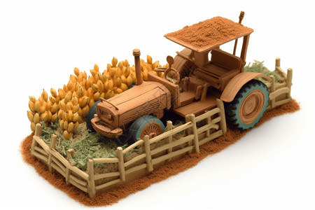 度假农庄拖拉机黏土造型设计图片